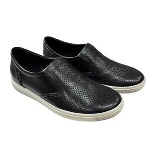 ECCO Soft 7 Slip-On Sneakers SIZE 36 Black Perforated Leather Walking Shoes NIB